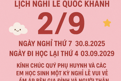 Trường mầm non Họa My xin thông báo nghỉ lễ 2/9